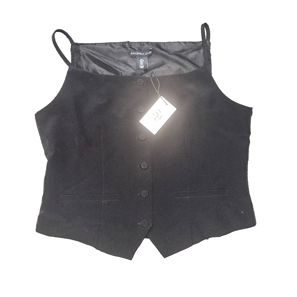 Sincerely Jules Women's Button Up Vest Black Size Large‎
